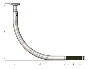 Central Plastics MDPE to Steel Flange End x Weld End Prebent Risers 2 IPS x 2 IPS 36 V x 10 H SDR 11