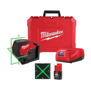 Milwaukee Cross Line and Plumb Point Laser Kit 125 ft (165 with Detector) Cordless 15 hr