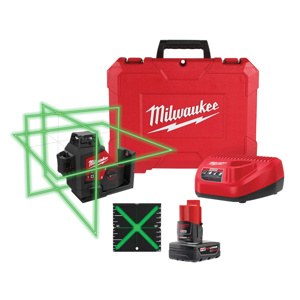 Milwaukee 360 Degree 3-Plane Laser Kits 125 ft (165 with Detector) Cordless 15 hr