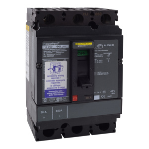 Square D PowerPact™ HJL Auxiliary Switch Molded Case Circuit Breakers 90 A 600 VAC 25 kAIC 3 Pole