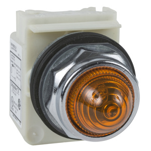 Square D Harmony™ 9001 Pilot Light Assemblies 30 mm Polycarbonate LED No Legend Yellow Domed