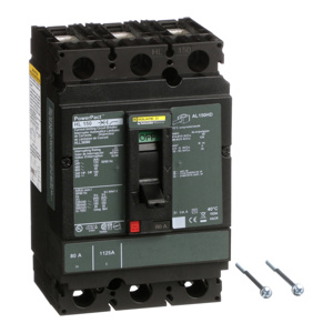 Square D PowerPact™ HLL Cable-in / Cable-out Molded Case Industrial Circuit Breakers 80 A 600 VAC 50 kAIC 3 Pole