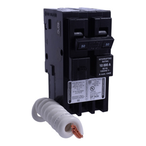 Square D Homeline™ HOM GFCI Molded Case Plug-in Circuit Breakers 50 A 120/240 VAC 10 kAIC 2 Pole 1 Phase