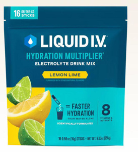 Liquid IV Hydration Multiplier® Individual Drink Powder Mixes Lemon Lime Foil Tube 16 oz Per Serving