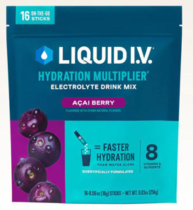 Liquid IV Hydration Multiplier® Individual Drink Powder Mixes Acai Berry Foil Tube 16 oz Per Serving