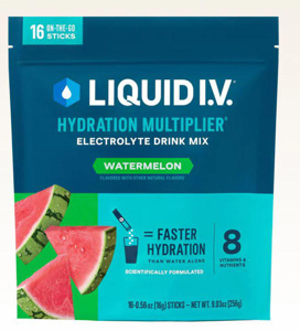 Liquid IV Hydration Multiplier® Individual Drink Powder Mixes Watermelon Foil Tube 16 oz Per Serving