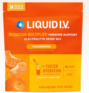 Liquid IV Hydration Multiplier® Individual Drink Powder Mixes Tangerine Foil Tube 16 oz Per Serving