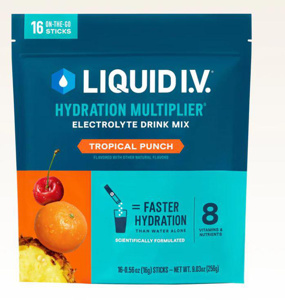 Liquid IV Hydration Multiplier® Individual Drink Powder Mixes Tropical Punch Foil Tube 16 oz Per Serving