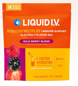 Liquid IV Hydration Multiplier® Individual Drink Powder Mixes Wild Berry Foil Tube 16 oz Per Serving