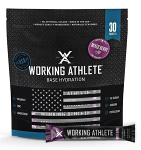 Working Athlete Base Hydration™ Individual Drink Powder Mixes Mixed Berry Foil Tube 16 oz Per Serving