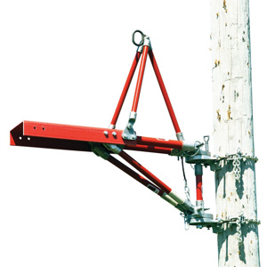 Unique design features 12 in (.305 m) of insulating 2 in (51 mm) diameter Epoxiglas poles connecting the platform to the mounting bracket. Secures to pole via chain binders from included Fixed Mount.