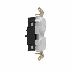 Hubbell Wiring Straight Blade Duplex Receptacles 20 A 125 V 2P3W 5-20R Specification EdgeConnect™ HBL® Extra Heavy Duty Max Tamper-resistant White