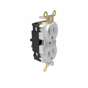 Hubbell Wiring Straight Blade Duplex Receptacles 20 A 125 V 2P3W 5-20R Specification EdgeConnect™ HBL® Extra Heavy Duty Max Dry Location White