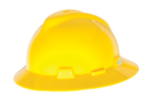 MSA V-Gard® Fas-Trac® Slotted Full Brim Hard Hats Yellow