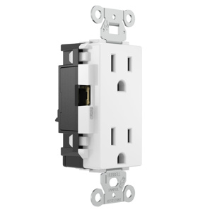 Hubbell Wiring Straight Blade Decorator Duplex Receptacles 15 A 125 V 2P3W 5-15R Commercial EdgeConnect™ Style Line® Tamper-resistant White
