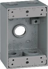 Teddico Weatherproof Outlet Boxes 1 Gang 2 in Metallic 1/2 in 5 Hub