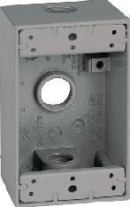 Teddico Weatherproof Outlet Boxes 1 Gang 2 in Metallic 1/2 in 3 Hub