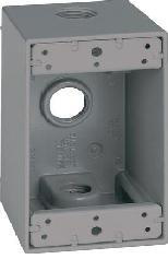 Teddico Weatherproof Outlet Boxes 1 Gang 2-5/8 in Metallic 3/4 in 3 Hub