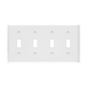 Enerlites Blank Toggle Wallplates 4 Gang White Polycarbonate