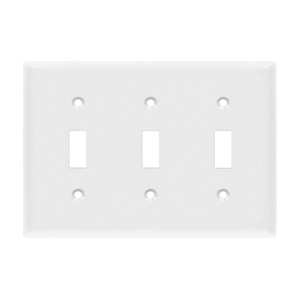 Enerlites Blank Toggle Wallplates 3 Gang White Polycarbonate