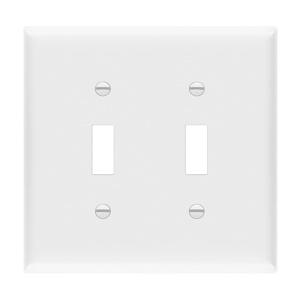 Enerlites Blank Toggle Wallplates 2 Gang White Polycarbonate