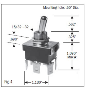 Selecta Products DPDT Panel Switch Series Utility and Heavy Duty Bat Handle Toggle Switches 20/10 A DPDT