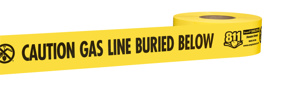 Milwaukee Underground Hazard Tape Black<multisep/>Yellow 3 in x 1000 ft Caution Gas Line Buried Below