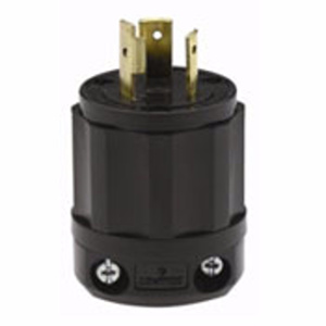 Leviton Black & White® Series Locking Plugs 20 A 250 V 2P3W L6-20P Non-Insulated Black & White® Dry Location