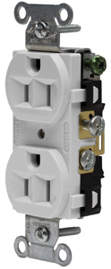 Hubbell Wiring Straight Blade Duplex Receptacles 15 A 125 V 2P3W 5-15R Commercial CRF Dry Location Office White