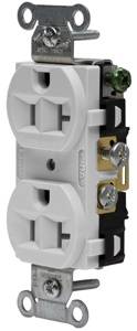 Hubbell Wiring Straight Blade Duplex Receptacles 20 A 125 V 2P3W 5-20R Commercial CRF Dry Location Office White