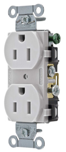 Hubbell Wiring Straight Blade Duplex Receptacles 15 A 125 V 2P3W 5-15R Commercial CR Dry Location Office White