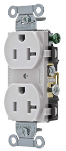 Hubbell Wiring Straight Blade Duplex Receptacles 20 A 125 V 2P3W 5-20R Commercial CR Dry Location Office White