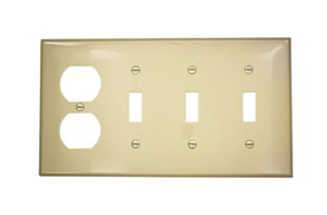 Leviton Standard Duplex Toggle Wallplates 4 Gang Ivory Nylon Device