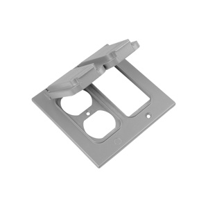 ABB Thomas & Betts Dry-Tite® 2CC Series Weatherproof Outlet Box Covers Aluminum Die Cast 2 Gang Silver