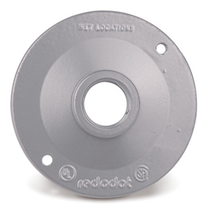 ABB Thomas & Betts Weatherproof Round Outlet Box Covers Lampholder 3/4 in 1 Hub 4-1/8 in Gray