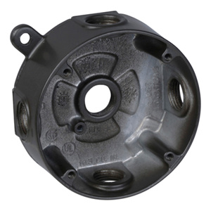 ABB Thomas & Betts Weatherproof Round Outlet Boxes 1-5/8 in Metallic 1/2 in 5 Hub