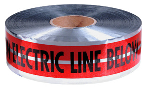 Milwaukee Detectable Underground Hazard Tape Black on Red<multisep/>Silver 3 in x 1000 ft Caution Electric Line Below