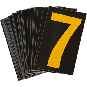 Brady 5000 Series Reflective Number and Letter Labels 7 Yellow on Black B-997 Reflective Sheeting