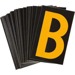 Brady 5000 Series Reflective Number and Letter Labels B Yellow on Black B-997 Reflective Sheeting