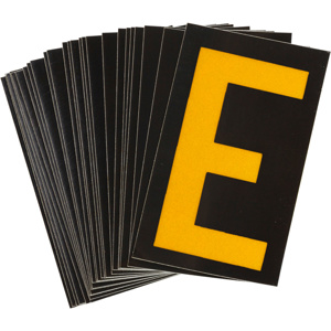 Brady 5000 Series Reflective Number and Letter Labels E Yellow on Black B-997 Reflective Sheeting