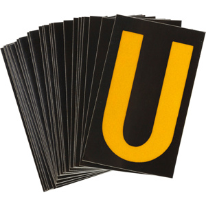 Brady 5000 Series Reflective Number and Letter Labels <em class="search-results-highlight">U</em> Yellow on Black B-997 Reflective Sheeting