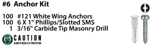 Dottie Wing Screw Anchor Kits #6 Phillips/Slotted
