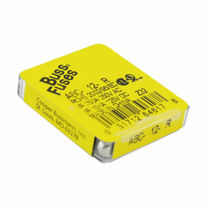Eaton Bussmann ABC Series Fast Acting Fuses 12 A 250 VAC/125 VDC Ceramic 0.10/10 kA