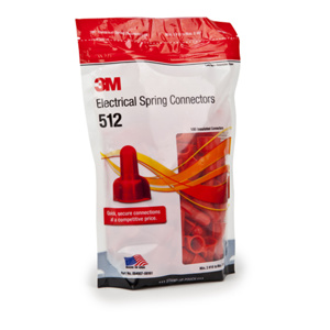 3M 512 Series Twist-on Wire Connectors 500 per Bag Red<multisep/>Red 22 AWG 8 AWG