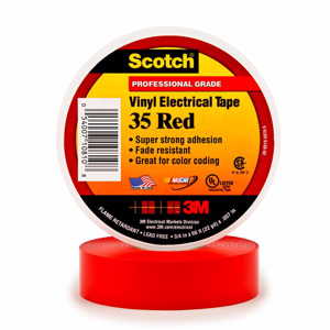 3M Scotch® 35 Series Color Coding Vinyl Electrical Tape Red PVC 0.5 in 20 ft