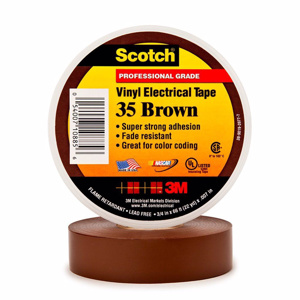 3M Scotch® 35 Series Color Coding Vinyl Electrical Tape Brown Vinyl 0.5 in 20 ft