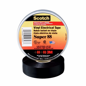 3M Super 88 Series Vinyl Electrical Insulating Tape Black PVC 1.50 in 44 ft