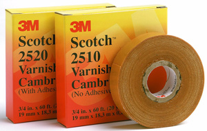 3M 2510 Series Varnished Cambric Fabric Electrical Tape 3/4 in x 36 yd 7 mil Yellow