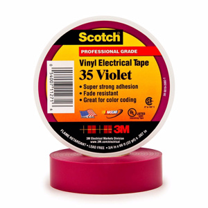 3M Scotch® 35 Series Color Coding Vinyl Electrical Tape Violet PVC 0.75 in 66 ft