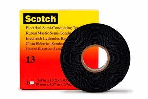 3M 13 Series Rubber Semi-conducting Electrical Tape 3/4 in x 15 ft 30 mil Black